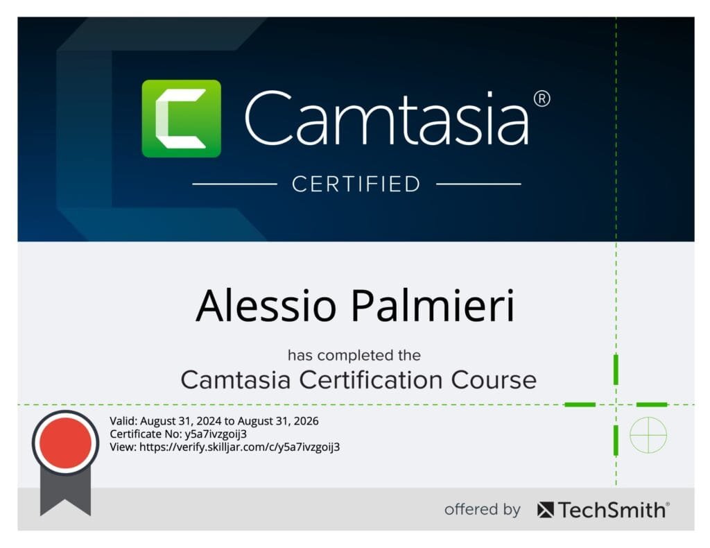 alessio palmieri certificazione camtasia