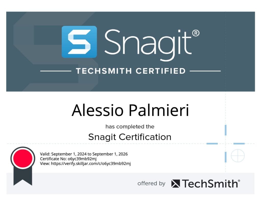 alessio palmieri certificazione snagit